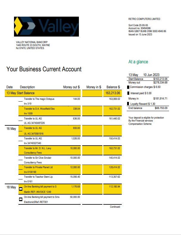  East West Bank firm account statement 